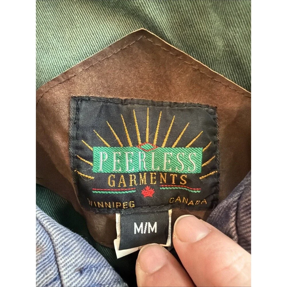 Vtg Peerless Garments Faded Leather Canvas Bomber Jacket Men’s M Colorblock 90s‎